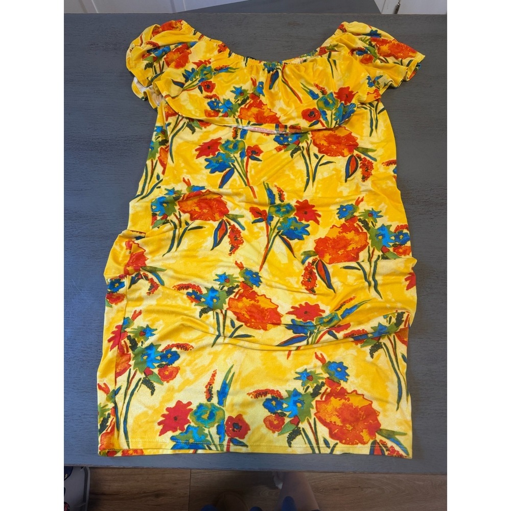 yellow floral bright ABSOLUTELY plus size dress 2X XXL